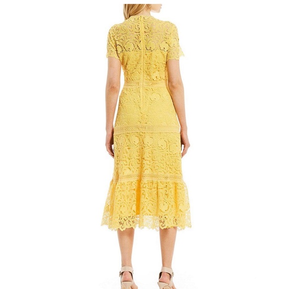 ANTONIO MELANI Yellow Lexi Lace Midi Dress - Picture 2 of 7